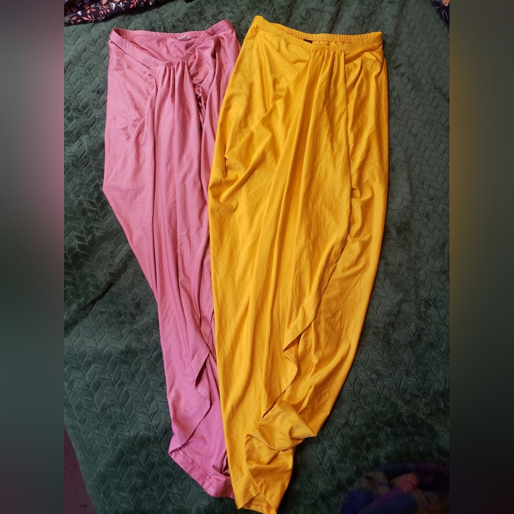 Set of 2 skirts - Asymmetrical slit wrap elastic high waist SHEIN size S